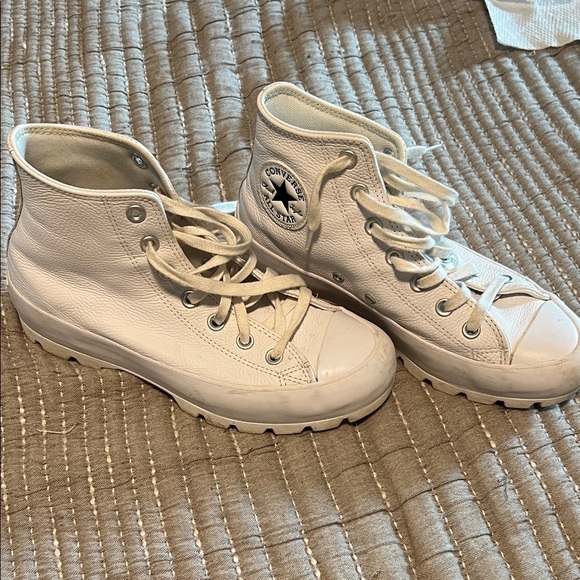 Converse Shoes - Converse All White Leather High-Tops